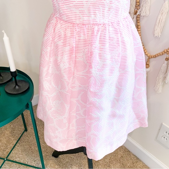 Lilly Pulitzer Kailey Halter Pink White Floral Striped Chiffon Dress - Picture 5 of 9